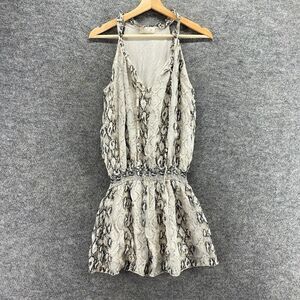 Sofia Blouse Women L Large Gray Striped V-Neck Sleeveless Elastic Waist Casual